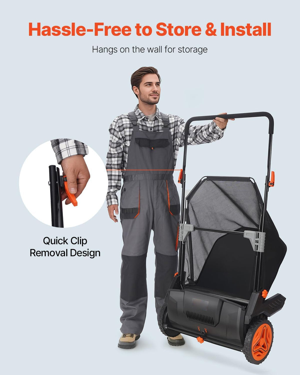 Push Lawn Sweeper, 26inch Leaf & Grass Collector