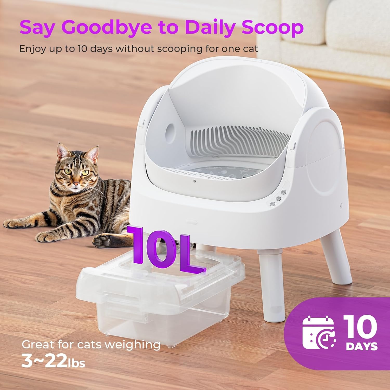 Self-Cleaning Cat Litter Box for Multiple Cats