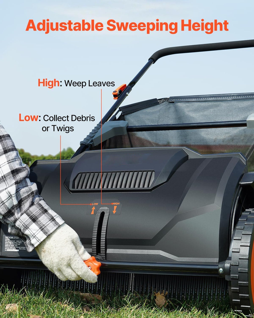 Push Lawn Sweeper, 26inch Leaf & Grass Collector