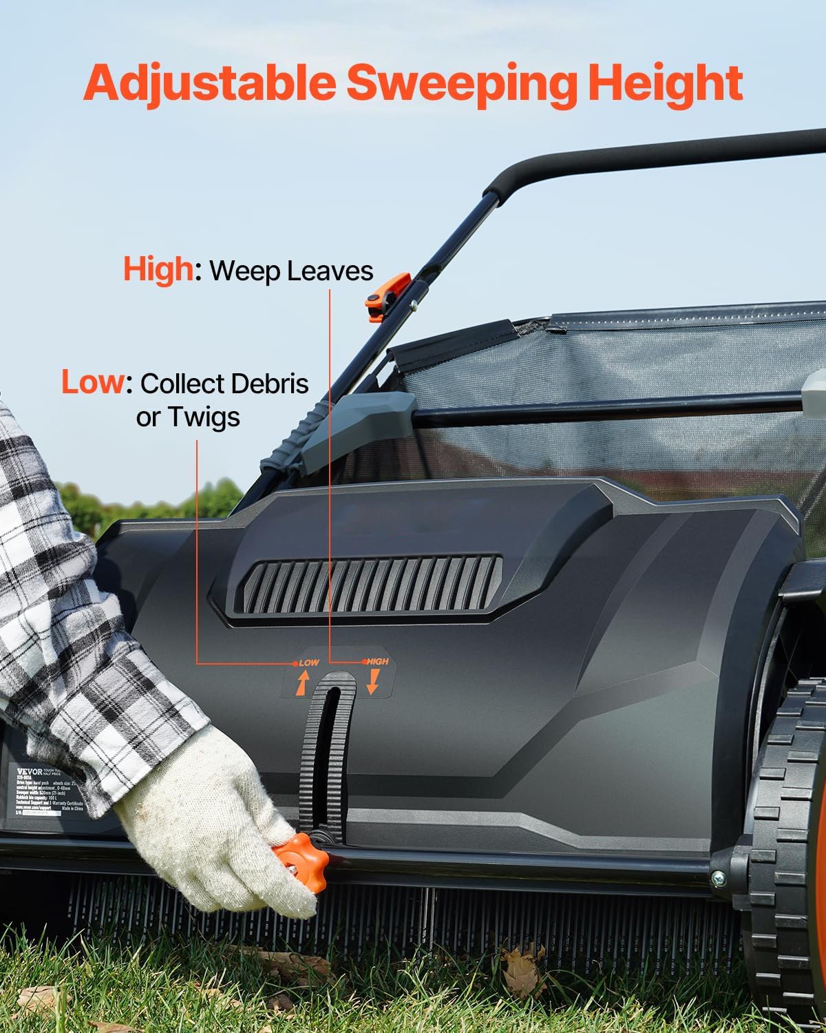 Push Lawn Sweeper, 26inch Leaf & Grass Collector