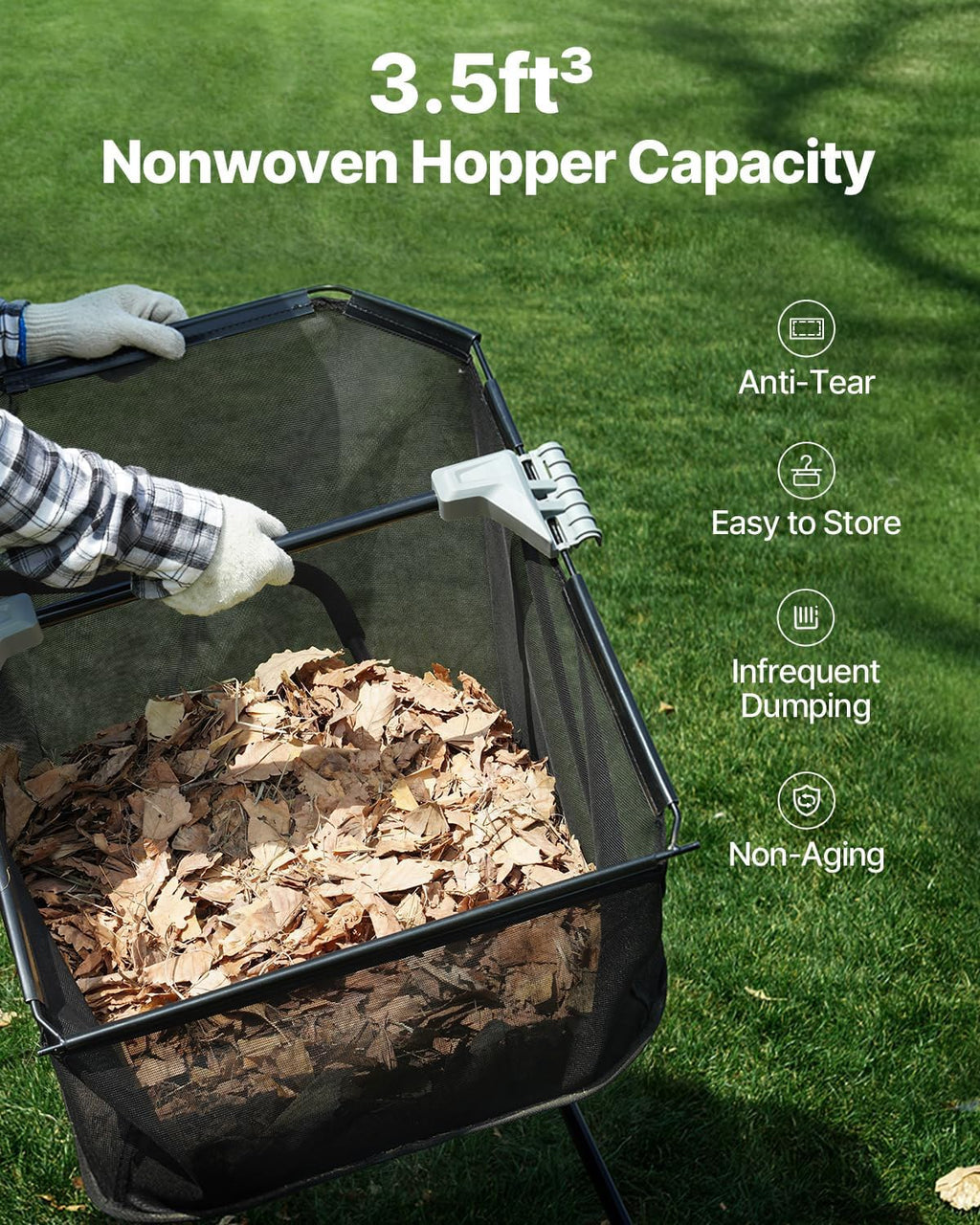 Push Lawn Sweeper, 26inch Leaf & Grass Collector