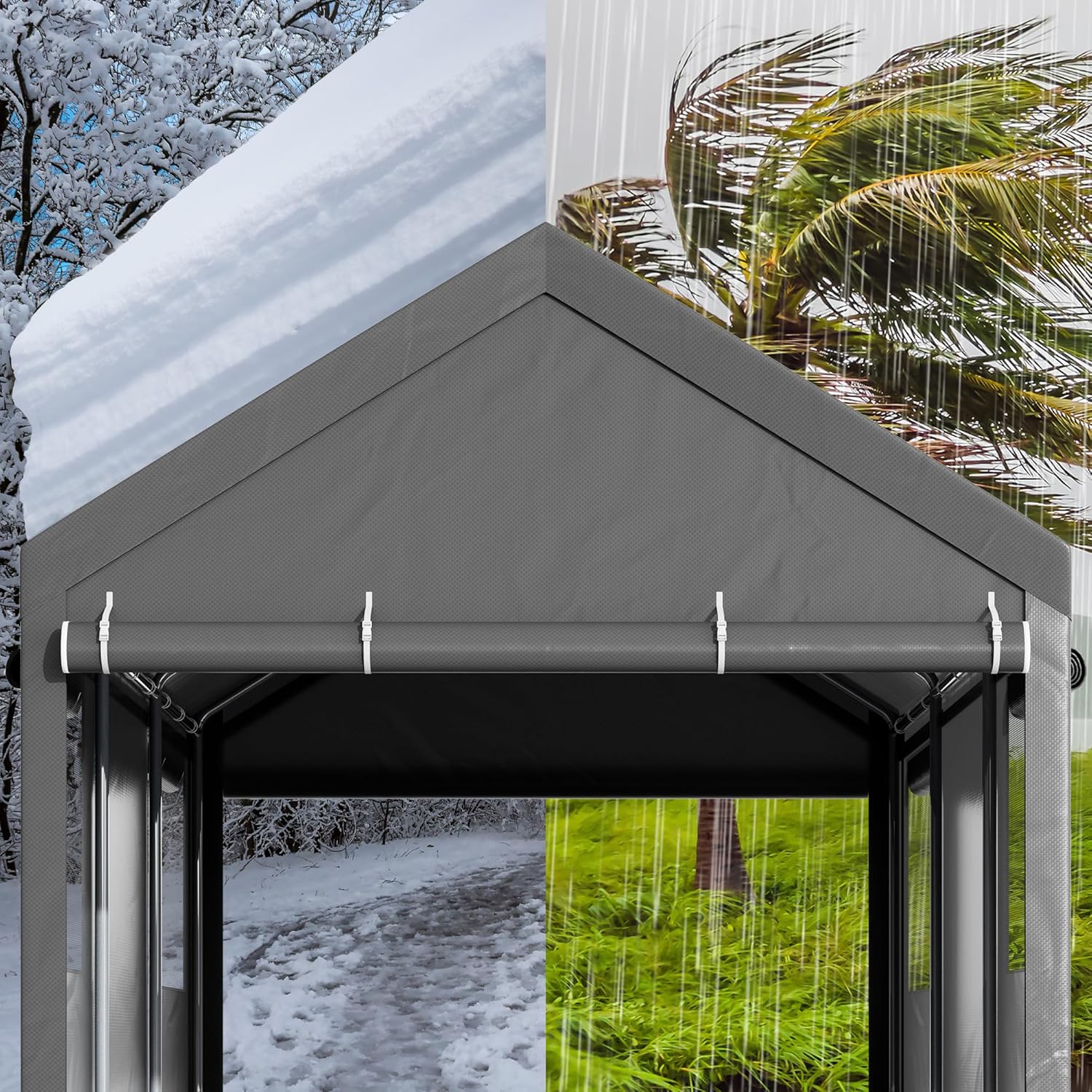 Carport 12x20 ft Heavy Duty Carport Canopy with Roll-up Windows