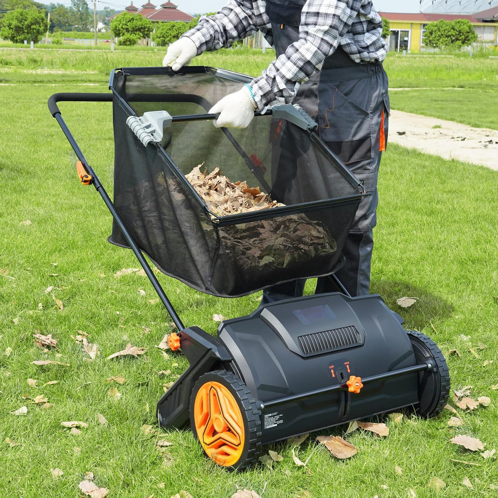 Push Lawn Sweeper, 26inch Leaf & Grass Collector