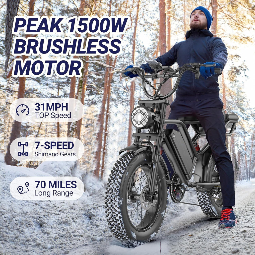 Fat Tire Electric Dirt Bike (1500W, 31MPH, 70 Mile Range)